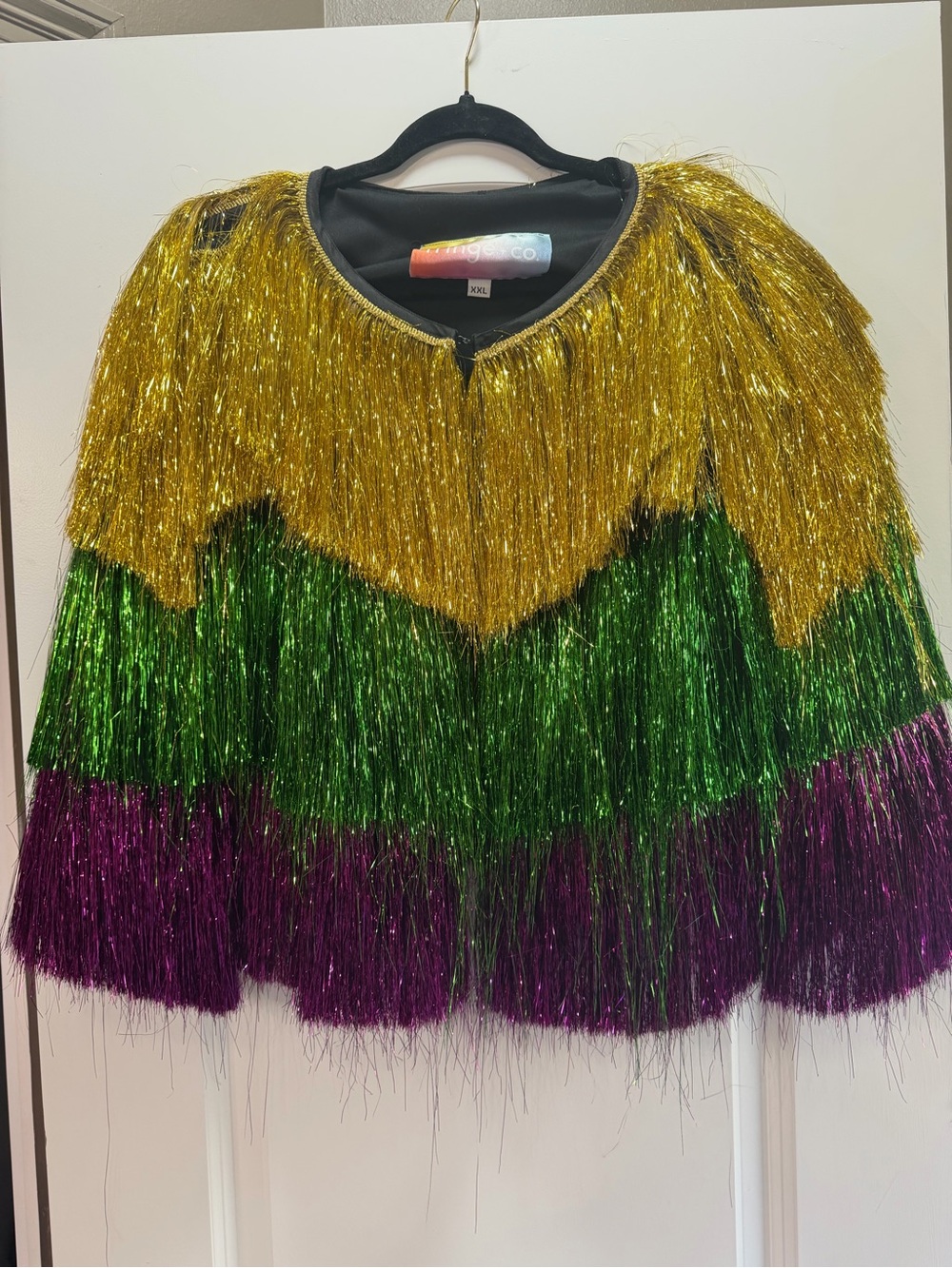 Unbranded Kids Tinsel Dance Cape in Gold, Green & Purple
